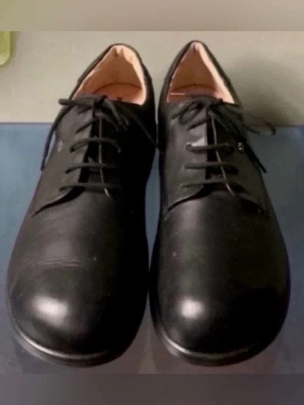 Finn Comfort Black Leather Lace-Up Shoes  Size 11.5 Wide